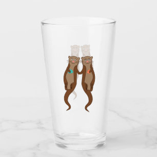 Verre 2 loutres heureuses