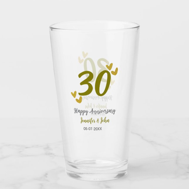 Verre 30e anniversaire heureux couple de mariages gris d (Devant)