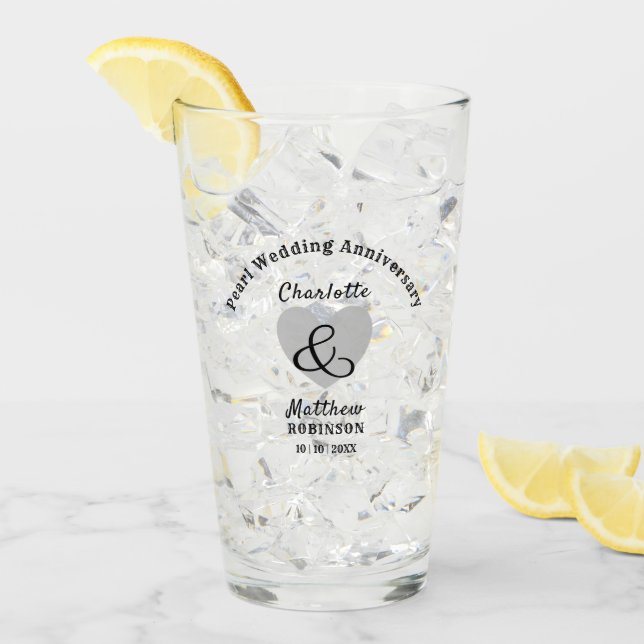 Verre 30e Mariage Pearl Anniversaire Cadeau personnalisé (Devant glace)