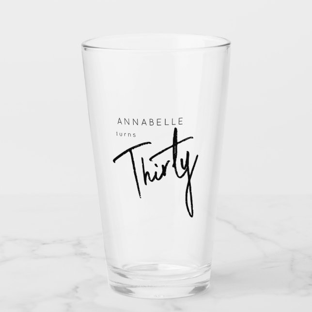 Verre 30ème Trente-trentième anniversaire moderne (Devant)