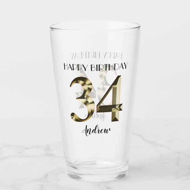 Verre 34e anniversaire métallisé or (Devant)