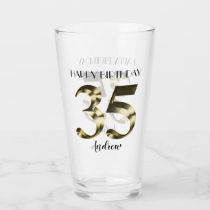 Verre 35e anniversaire d'or métallique