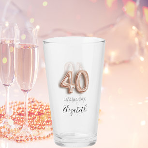 Verre 40e anniversaire rose or blush nom