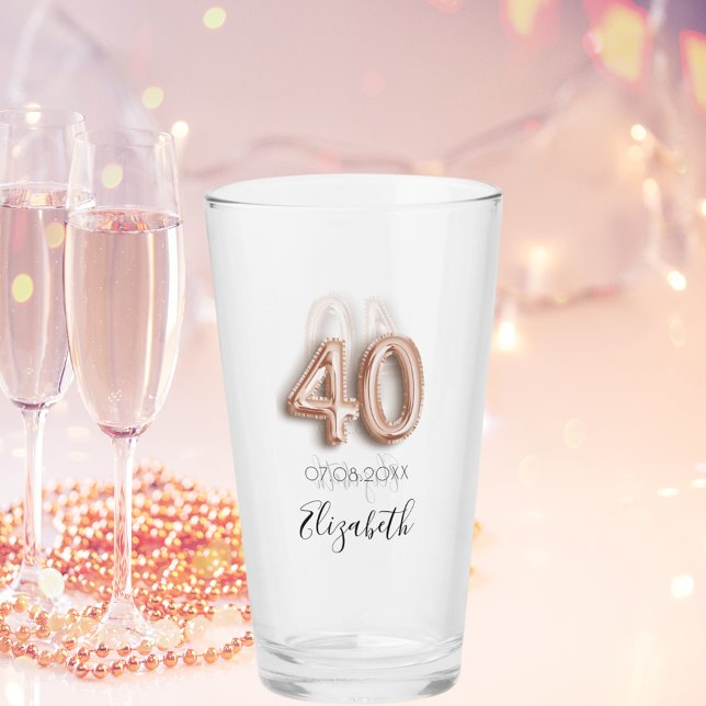 Verre 40e anniversaire rose or blush nom (Créateur téléchargé)