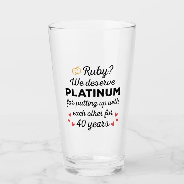 Verre 40ème anniversaire du Mariage I - Ruby Funny Coupl (Devant)