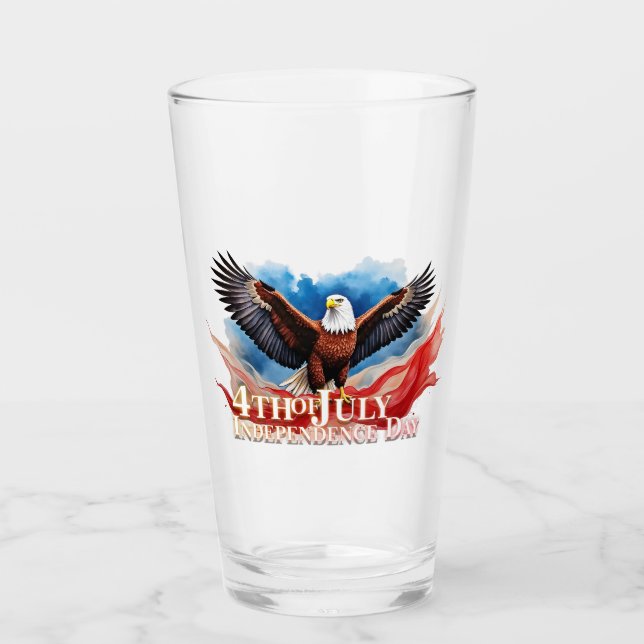 Verre 4 juillet Aigle – Conception d'art patriotique (Devant)