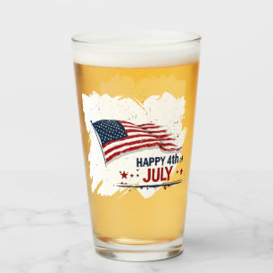 Verre 4 juillet - Drapeau américain artistique éclabouss