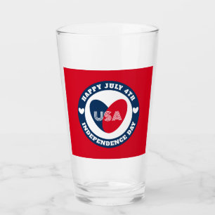 Verre 4 juillet Love USA Patriotique rouge bleu