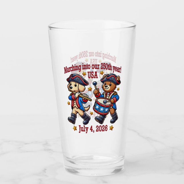 Verre 4 juillet USA 250e anniversaire Semiquincentenaire (Devant)