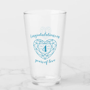 Verre 4e anniversaire 4 ans d'amour bleu topaz coutume
