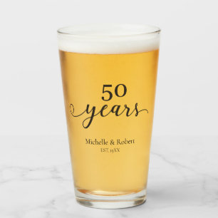 Verre 50 ans mariage anniversaire minimal élégant