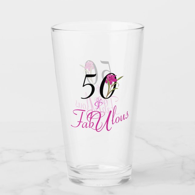 Verre 50 et Fabuleux anniversaire avec accent rose Fleur (Devant)