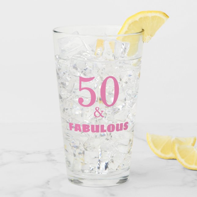 Verre 50 Et Fabuleux Rose Stylish Anniversaire Cadeau Fa (Dos glace)