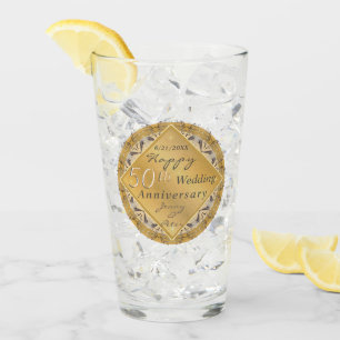Verre 50e anniversaire du Mariage Golden Ochre
