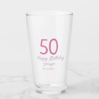 Verre 50th birthday add name date year pink template go