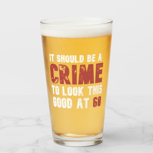 Verre 60 Ans Amusant 60e Anniversaire Distressé (Devant (rempli))