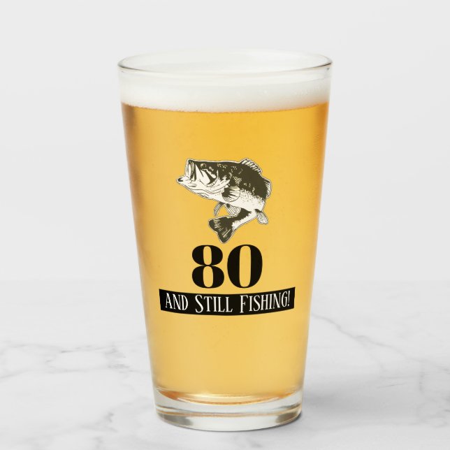 Verre 80e anniversaire gros achigan pêche Hommes (Devant (rempli))