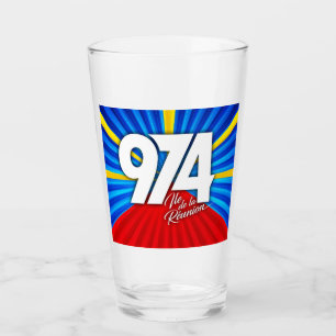 Verre 974 Ile de la Réunion - Drapeau réunionnais