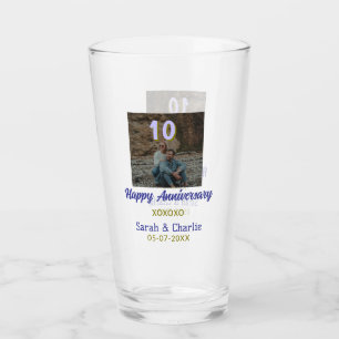 Verre À 10 ans d'anniversaire de mariage violet doré