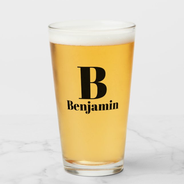 Verre à bière avec monogramme simple (Devant (rempli))