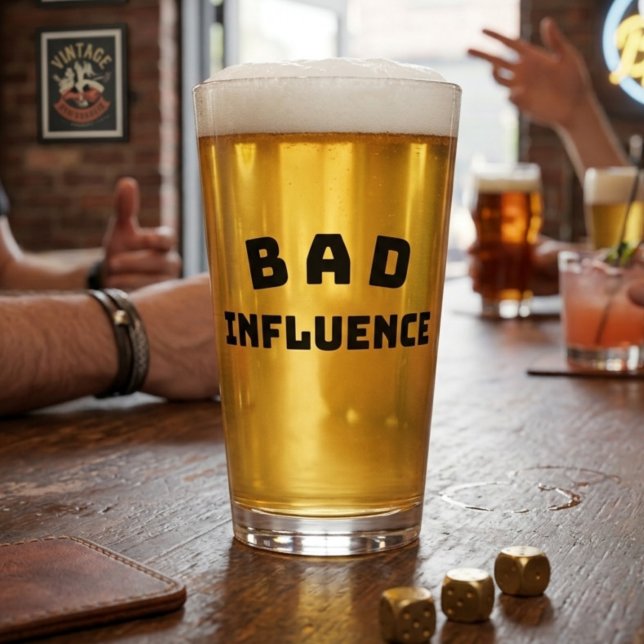 Verre à bière BAD Influence – Typographie noire gr (Créateur téléchargé)