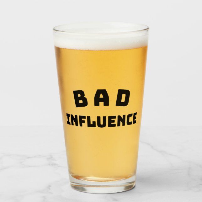 Verre à bière BAD Influence – Typographie noire gr (Devant (rempli))