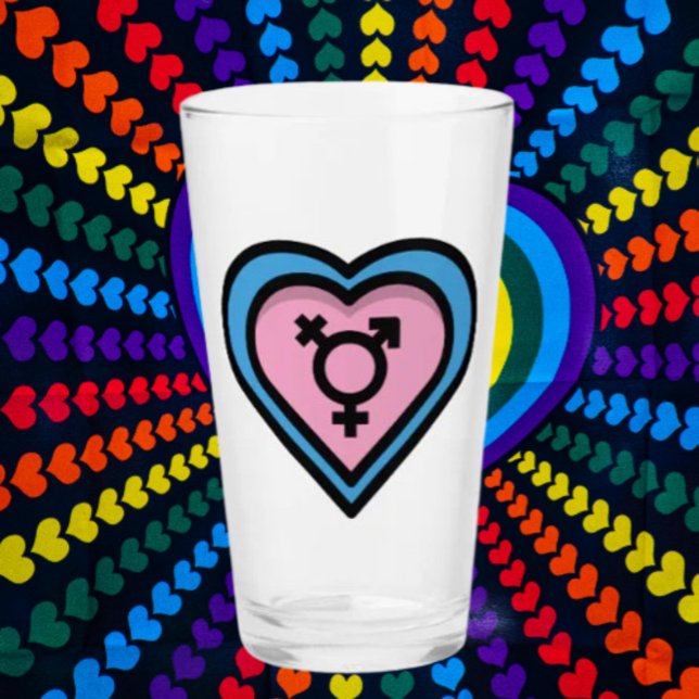 Verre à bière Cœur de la Fierté Trans (Créateur téléchargé)