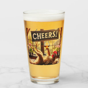 Verre à bière Coq Ivre Drôle