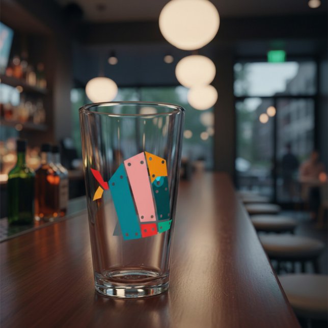 Verre à bière en art industriel géométrique modern (Créateur téléchargé)