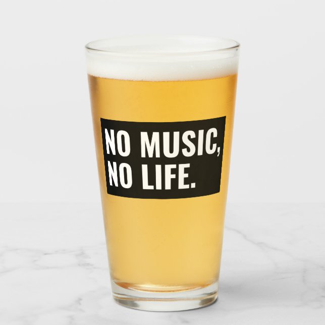 Verre à bière No Music No Life – Noir et blanc gra (Devant (rempli))