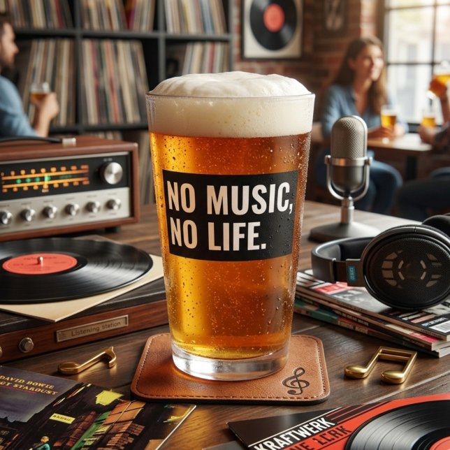 Verre à bière No Music No Life – Noir et blanc gra (Créateur téléchargé)