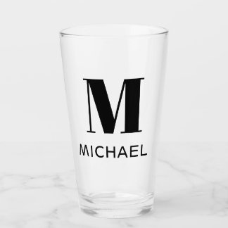 Verre à bière personnalisé avec monogramme simple