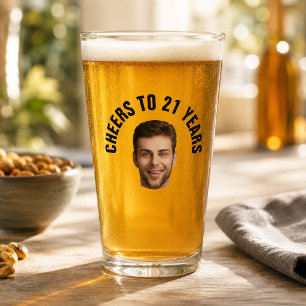 Verre à bière photo personnalisée pour 21e anniver