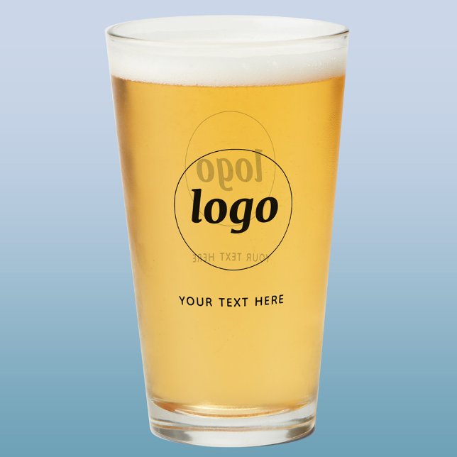 Verre à bière promotionnel avec texte de logo simp (Logo with text simple business branding promotional beer glass)