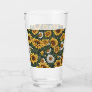 Verre à boire - Fleur de soleil blanche et jaune