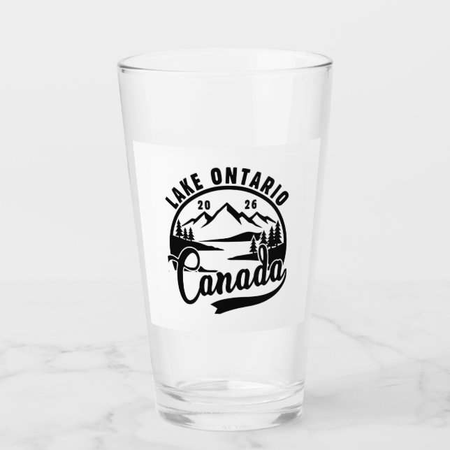 Verre à boire graphique scénique noir et blanc du  (Devant)