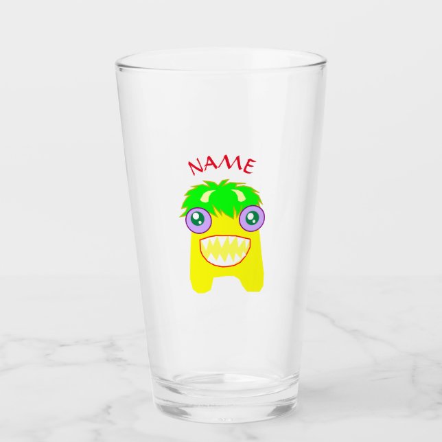 Verre à boire Monstre heureux nom DIY (Devant)