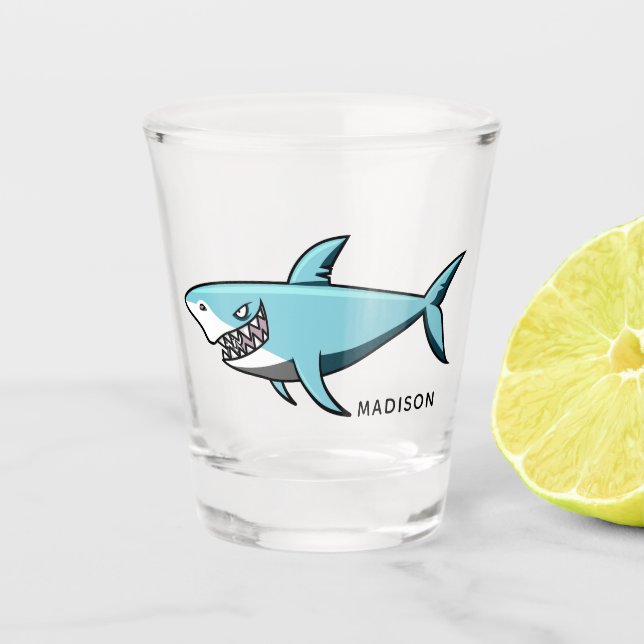 Verre à liqueur nommé fait sur commande de requin (Devant)