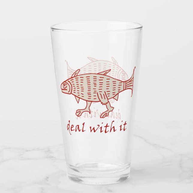 Verre à pied en forme de poisson marchant médiéval (Devant)