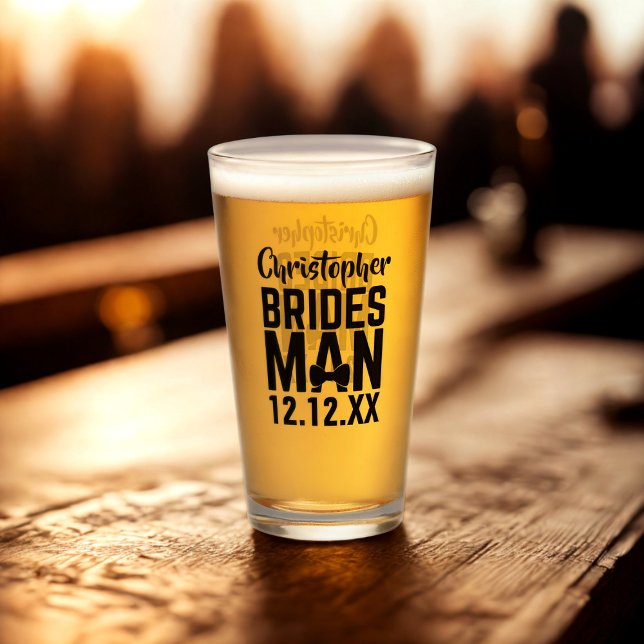Verre à pied pour garçon d'honneur de mariage (For your Bridesman. Just add his name and your wedding date)