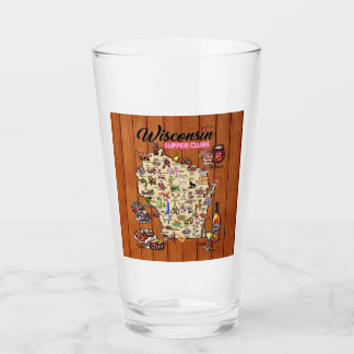 Verre à pinte - Carte du club de soupe du Wisconsi
