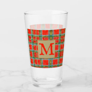 Verre à pinte TARTAN BAIN MAC + initial