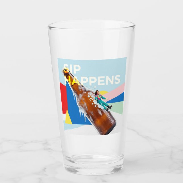 Verre A playful “Sip Happens” drink glass (Devant)