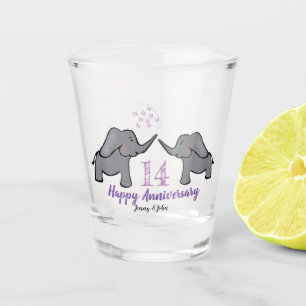 Verre A Shot 14ème anniversaire de mariage en ivoire éléphant m