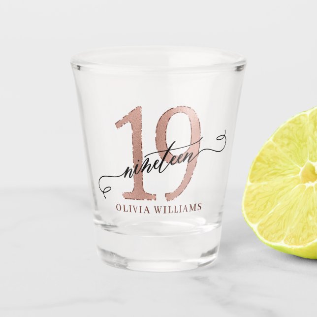 Verre A Shot 19th Birthday Rose Gold  (Devant)