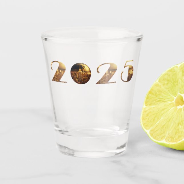Verre A Shot 2025 Nouvel An Party-Ball-NYC Gold- (Devant)