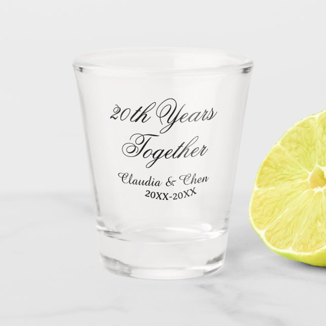 Verre A Shot 20 ans ensemble anniversaire nom date année sim (Devant)