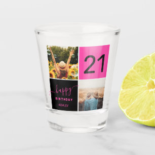Verre A Shot 21 anniversaire neon rose 2 photo collage grille