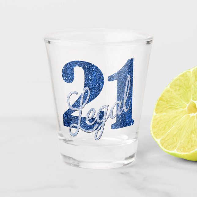 Verre A Shot 21 et juridique | Parties scintillant Blue Faux 21 (Devant)