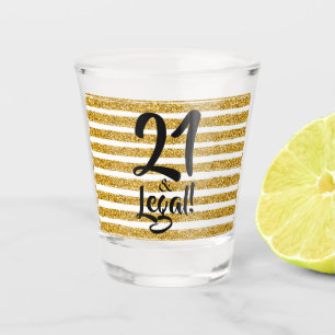 Verre A Shot 21 et Légal Gold Faux Parties scintillant personna